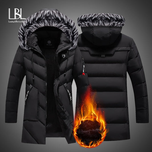 Winter Long Parkas Men Cotton Padded Brand