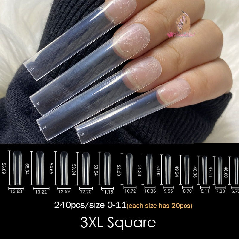 Gel Nails Extension System Full Cover Sculpted Clear Stiletto Coffin False Nail Tips 240pcs/bag