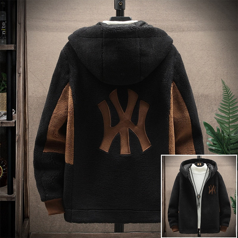 Jacket Casual Hooded Zipper Coats Fashion Warm Wool Jackets  Winter Thick Designer Clothing