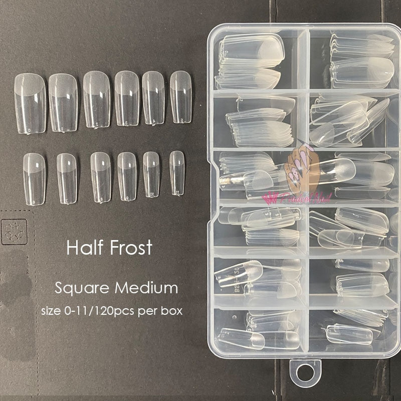 Gel Nails Extension System Full Cover Sculpted Clear Stiletto Coffin False Nail Tips 240pcs/bag