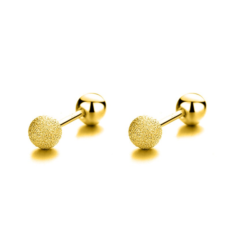 Real 925 Sterling Silver Beads Screw Stud Earrings