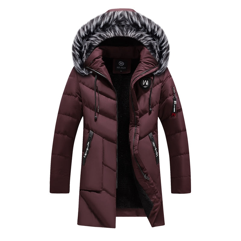 Winter Long Parkas Men Cotton Padded Brand