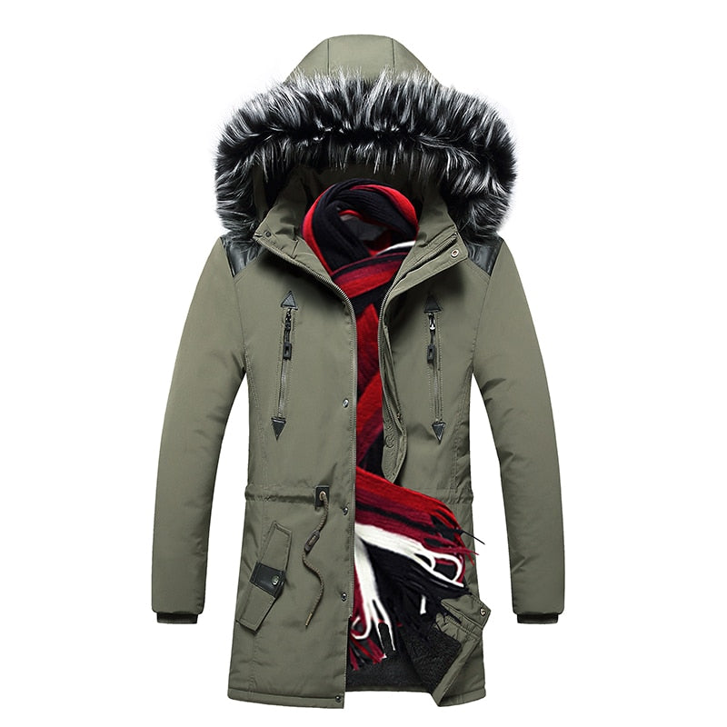 Winter Long Parkas Men Cotton Padded Brand