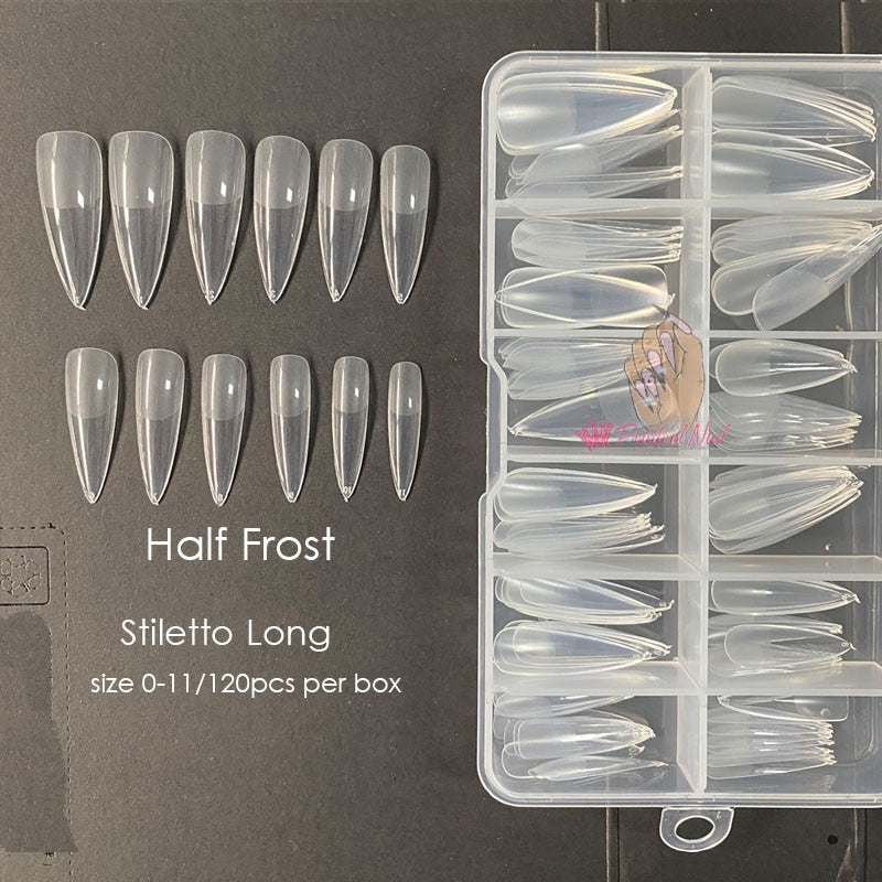 Gel Nails Extension System Full Cover Sculpted Clear Stiletto Coffin False Nail Tips 240pcs/bag