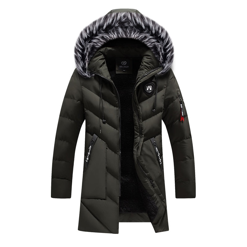 Winter Long Parkas Men Cotton Padded Brand