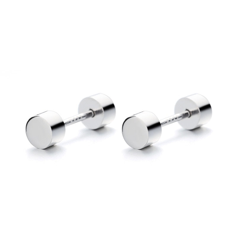 Real 925 Sterling Silver Beads Screw Stud Earrings