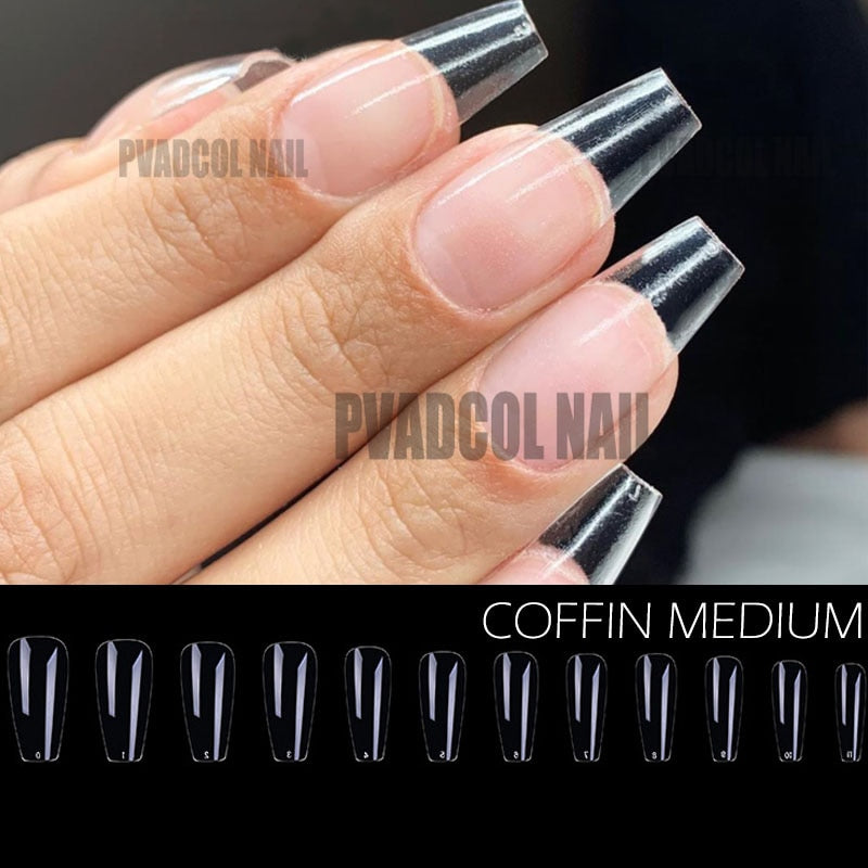 Gel Nails Extension System Full Cover Sculpted Clear Stiletto Coffin False Nail Tips 240pcs/bag